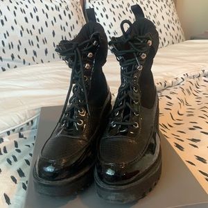 Nasty Gal Black Lace Up Combat Boots Size 7